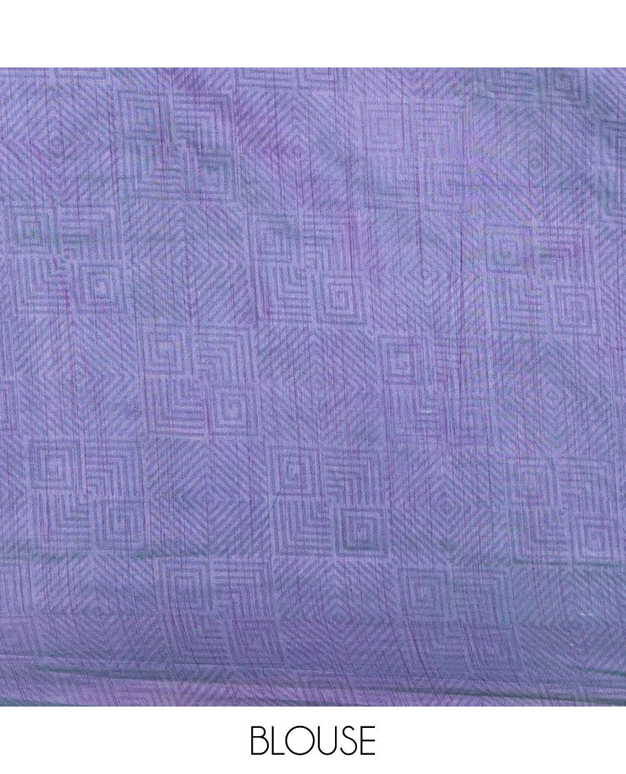Blue diagonal striped semi-banaras patola silk saree, contrast diamond and elephant motif border, and pallu of diamond design