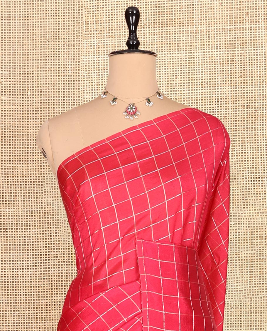 Borderless Pink Chanderi Cotton Saree, Grand Intricately Designed Pallu, and a Matching Blouse