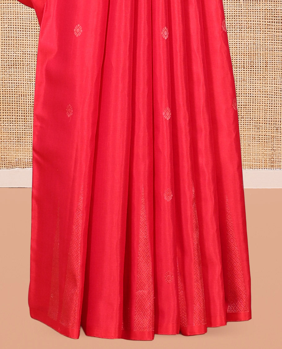 Borderless Red Mayuri Soft Silk Saree