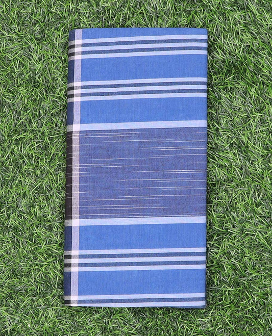 Blue vertical and horizontal striped cozy cotton lungi