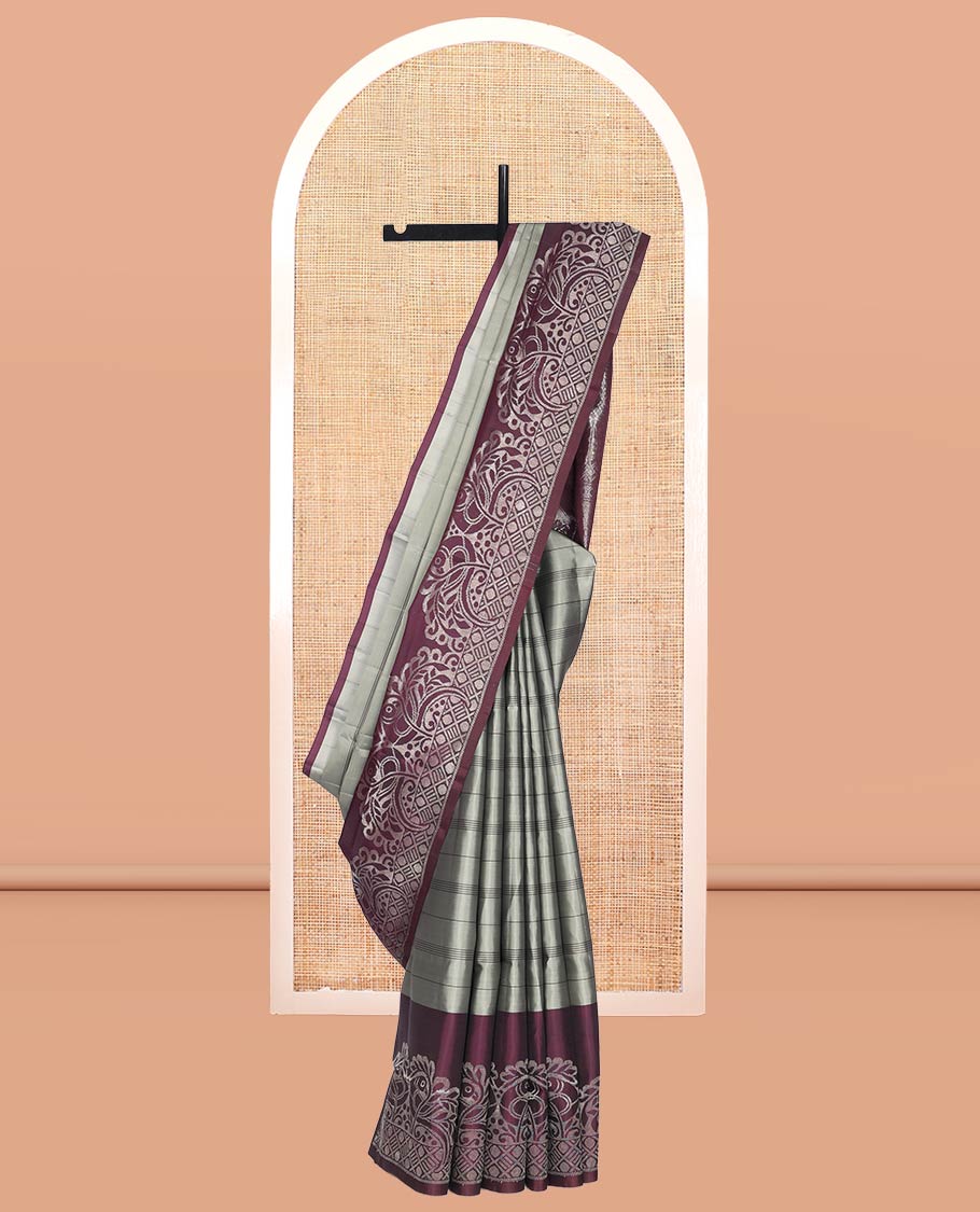 Grey Mayuri Lite Silk Mix Saree
