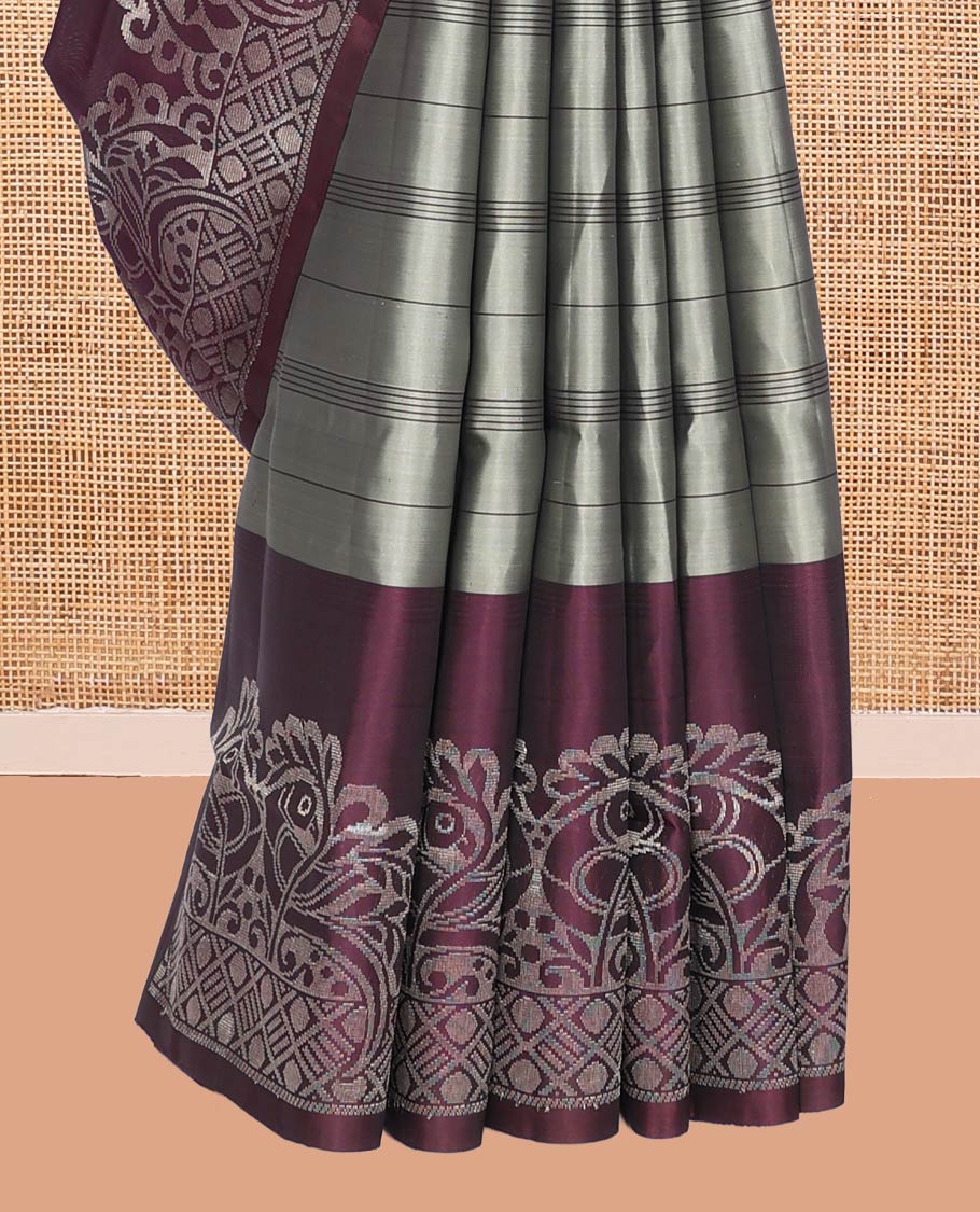 Grey Mayuri Lite Silk Mix Saree