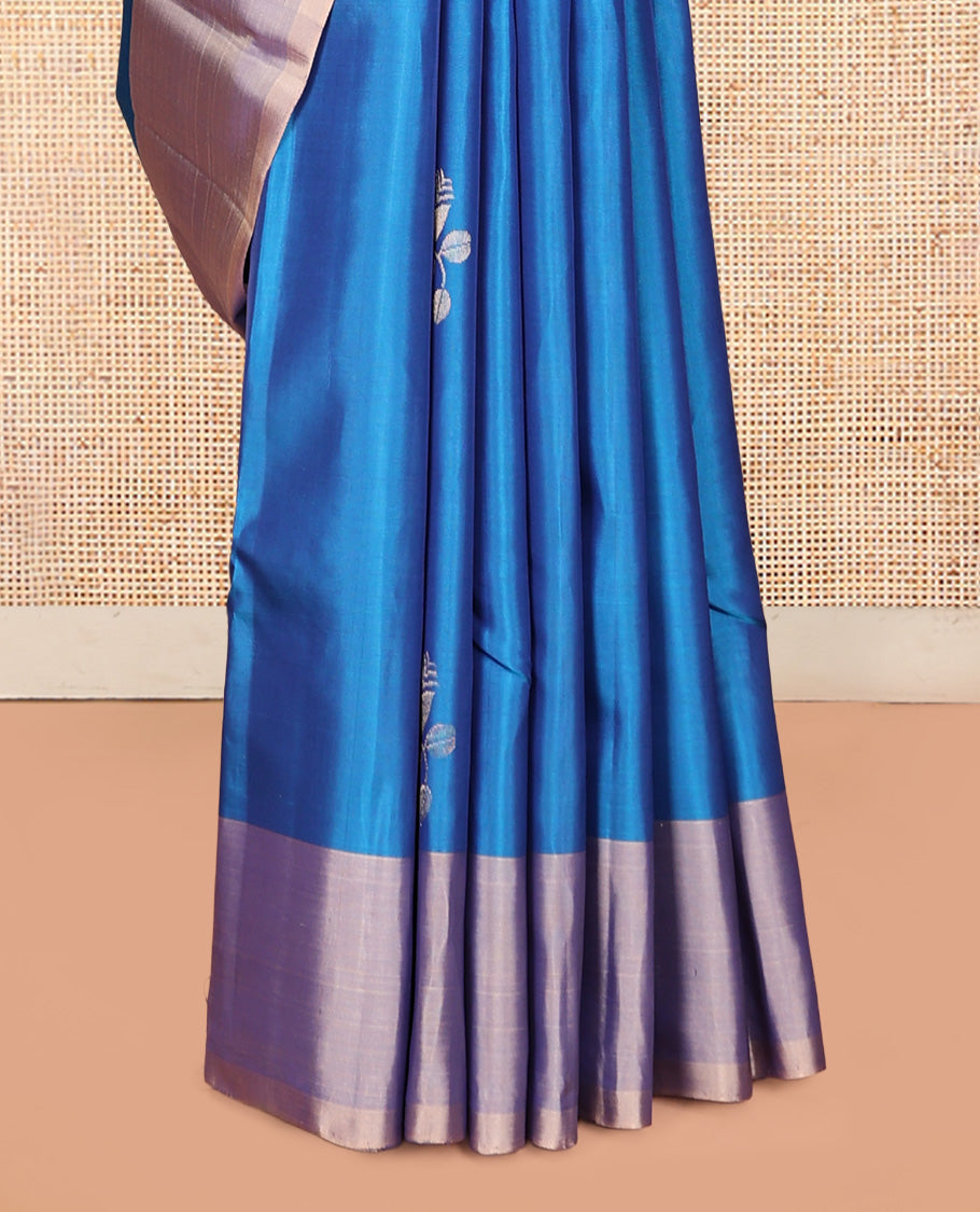 Blue Floral Zari Butta Woven Mayuri Lite Silk Mix Saree