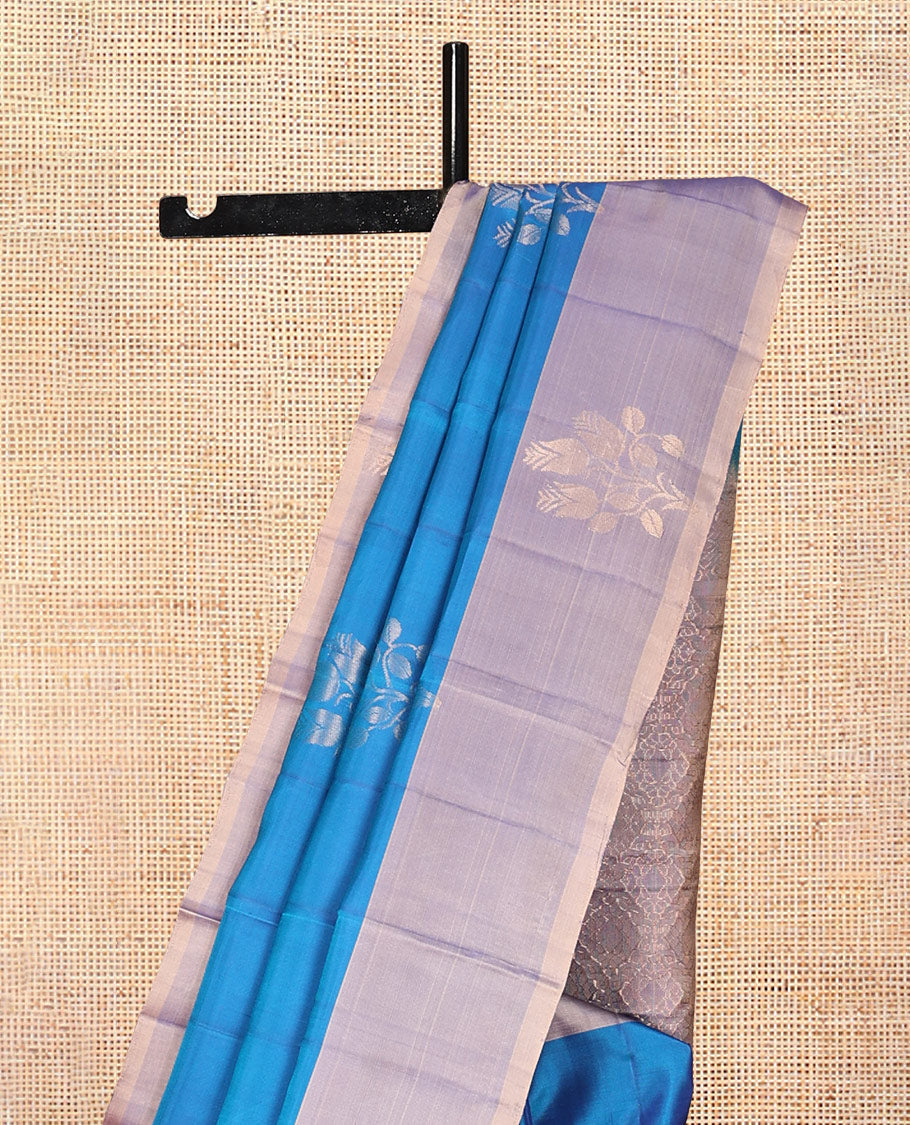 Blue Floral Zari Butta Woven Mayuri Lite Silk Mix Saree