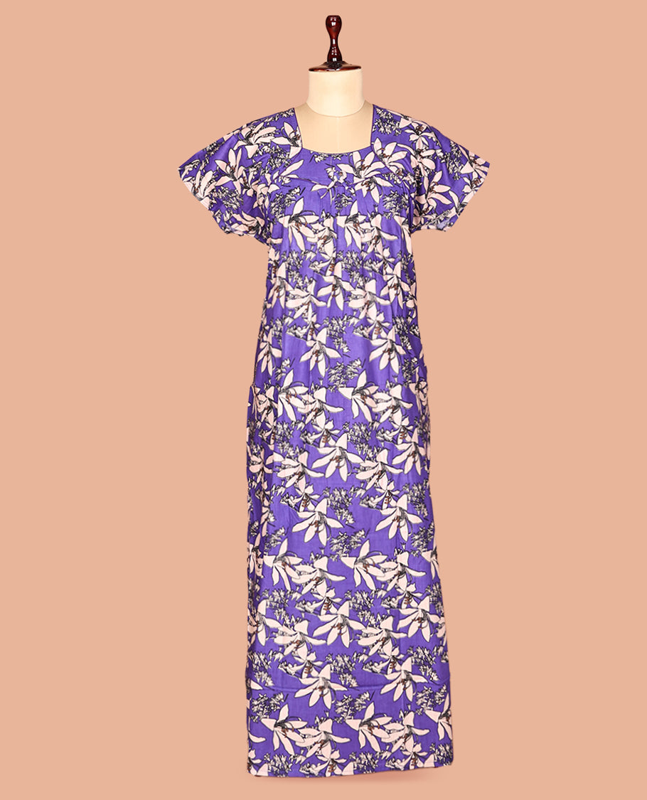 Violet Cotton-Blended Nighty
