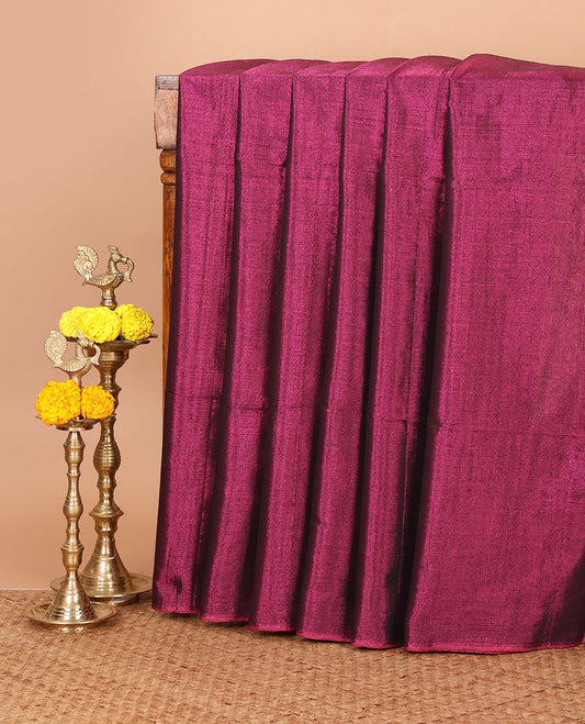 Borderless wine full-plain design tissue saree, self-pallu with tassels & matching plain blouse