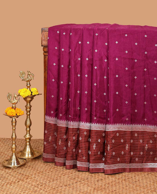 Purple zari dola silk saree with banaras border & rich pallu along with plain blouse
