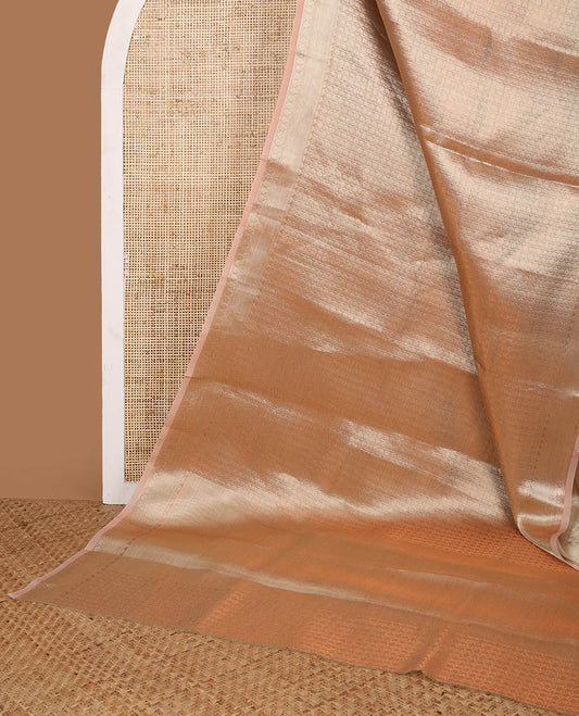 Gold brocade design celebrity tissue saree with self border & rich pallu along with plain blouse