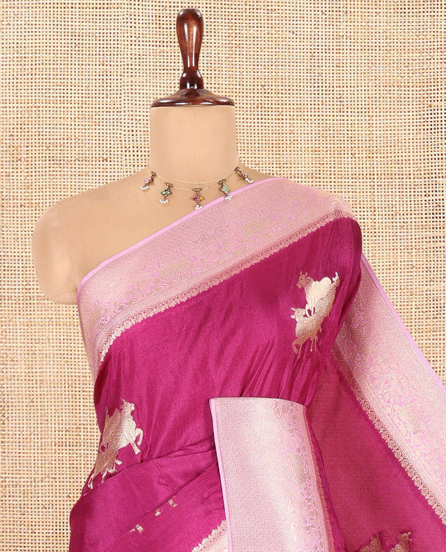 Lavender Semi Raw Silk Saree