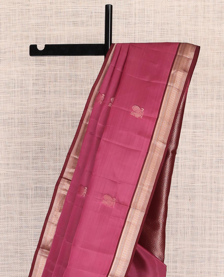 Pink Zari Buttas Vasundhara Lite Silk Mix Saree, a Contrast Traditional Border, Jaal Pallu, Contrast Blouse