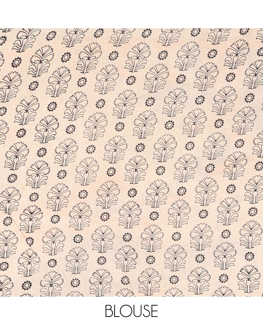 Yellow-mustrad human motifs machine-printed kalamkari cotton saree, peacock printed border & pallu of pichwai cow & Radha Krishna print