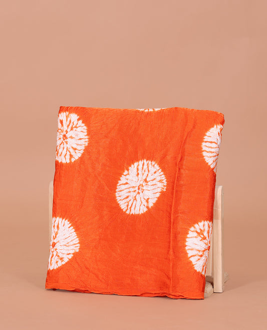 Borderless Orange Bandhani Dola Silk Saree