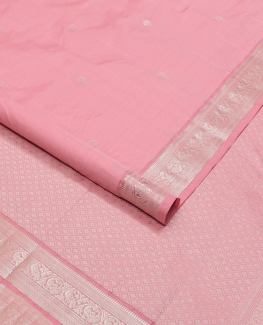 Baby pink floral buttas vasundhara elite silk saree with self zari design border & argyle design pallu