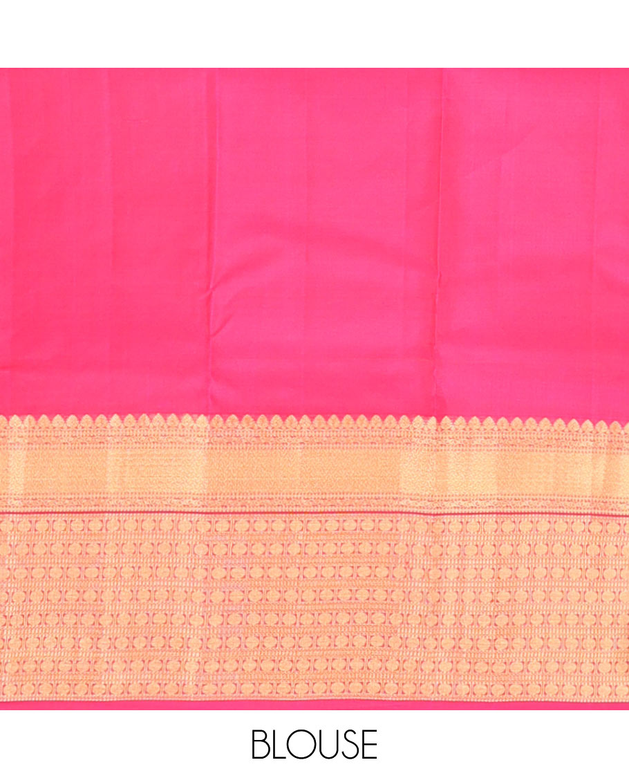 Pink chakram motifs & zari striped Vasundhara silk mix saree, zari border of thilakam mokku,kodi visiry,Muthu & rudraksham motifs & chakarm motifs  pallu