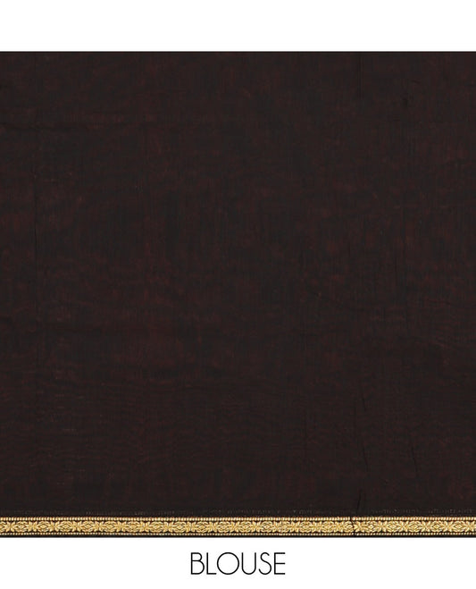 Orange Maheshwari Cotton Saree, Decorated with Flower Buttas All Over Its Body, Subtly Woven Piping Border, Captivating Contrast Pallu Steeped with Buttas, and Paired with a Contrast Blouse