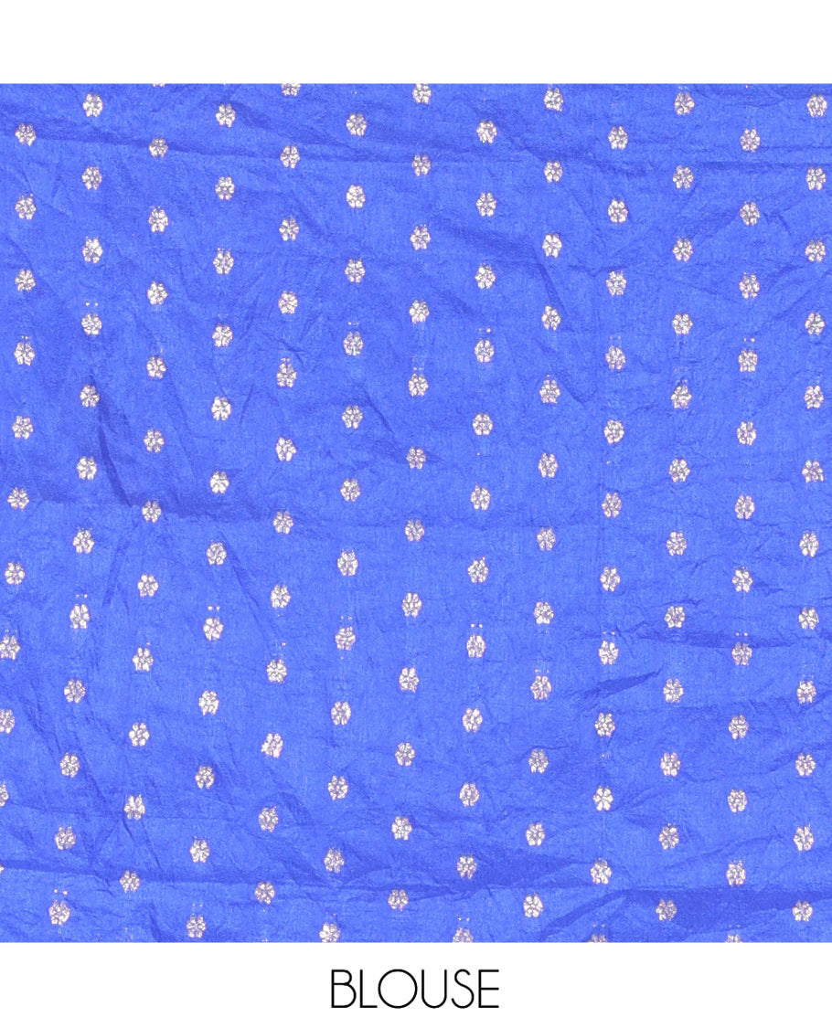 Borderless Rama Blue Plain Fendi Chiffon Saree
