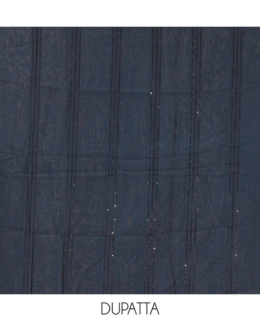 Multi-Color Shimmer Tissue Material Churidar Showcasing Madras Checks Neckwork Top, a Contrast Bottom, Sequins Striped Dupatta