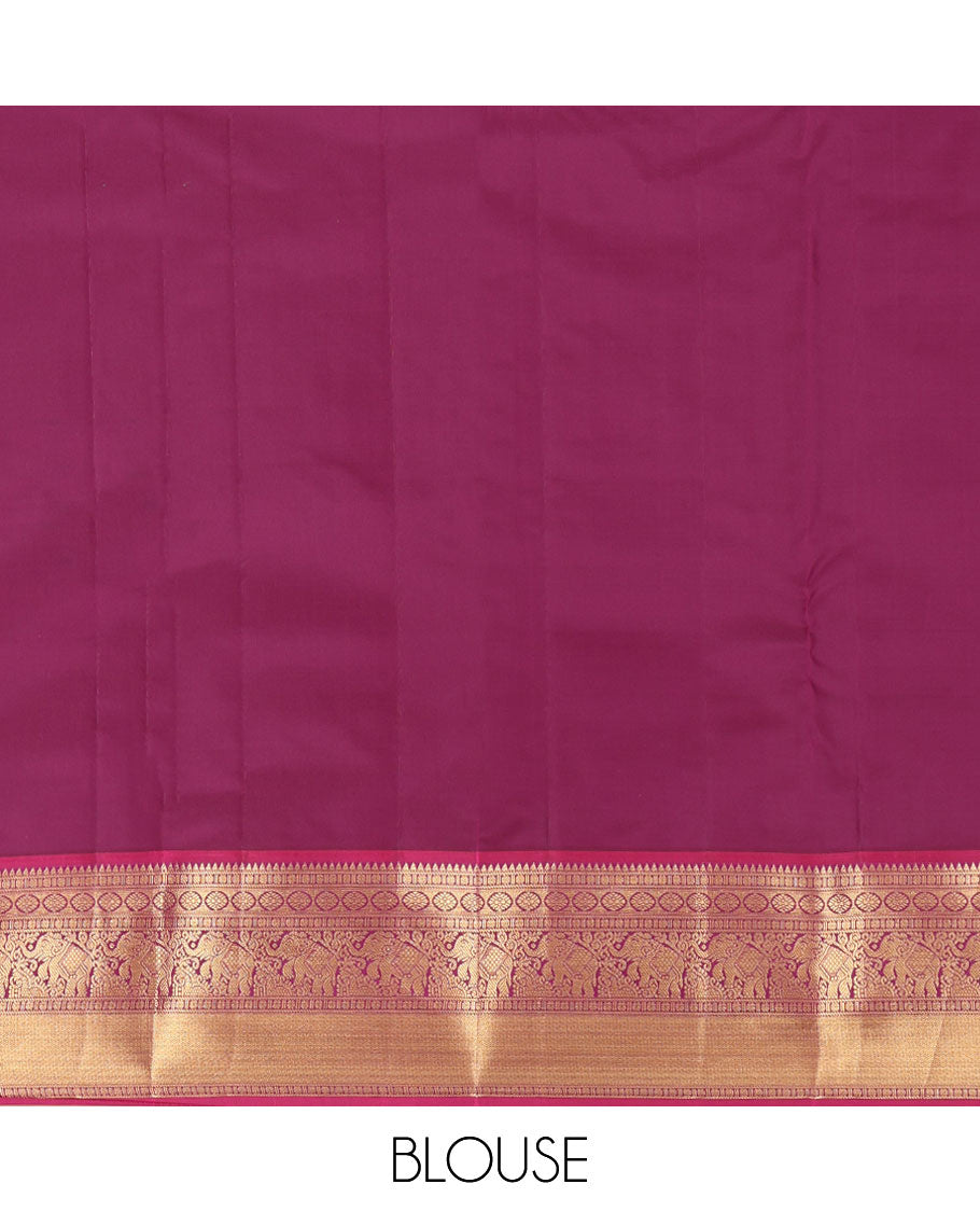 Green Vasundhara Lite Silk Mix Saree, Embellished with Zari Buttas, a Contrast Border of Banaras, Poun, Kamalam, Yaanai, and Mayil Kann Designs, Grand Pallu, and a Contrast Blouse