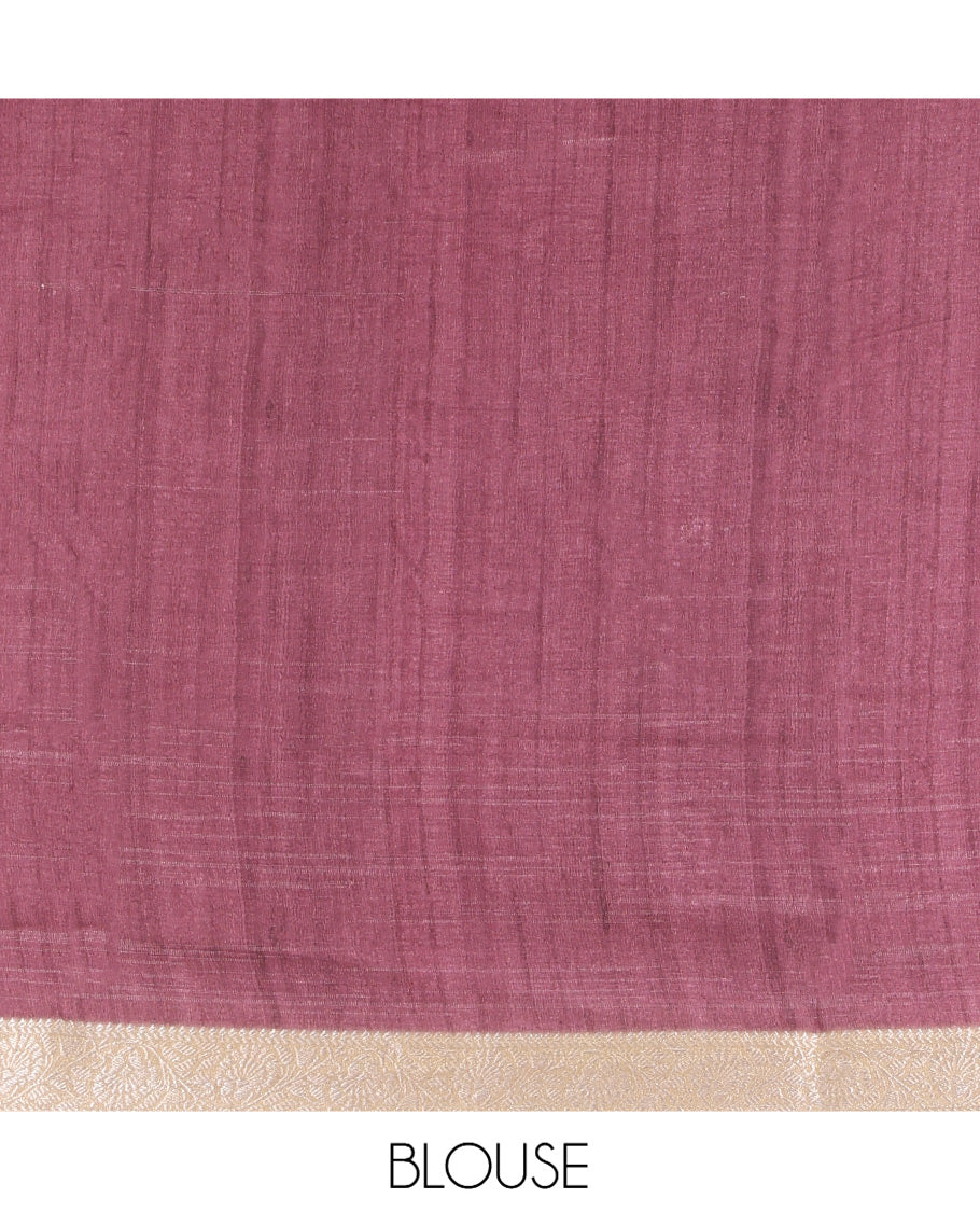 Onion Pink Kalamkari Printed Fancy Tussar Saree