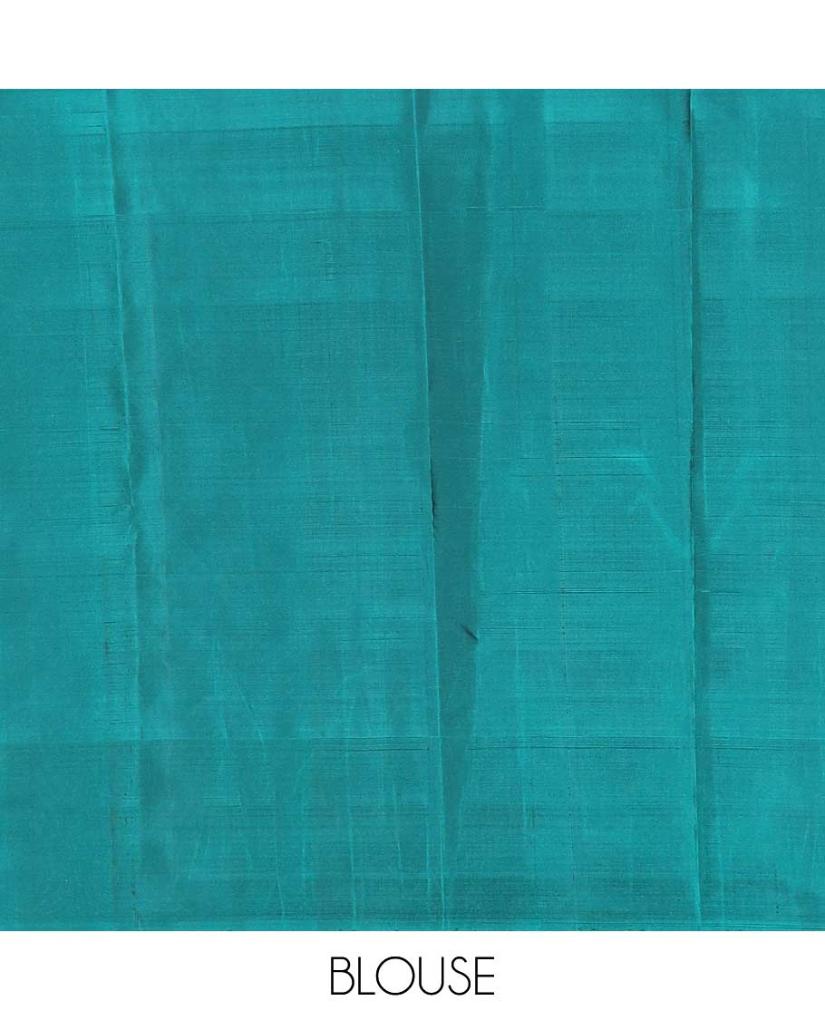 Green zari buttas silk mix saree, contrast zari buttas border & pallu of intricate designs