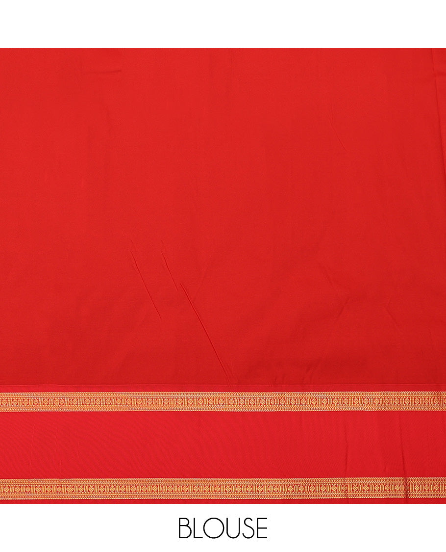 Green Budget Silk Saree, Enriched with Zari Buttas All Over Its Body, Complemented by a Contrast Traditional Zari Design Border, Grand Jaal Pallu, and Paired with a Contrast Blouse