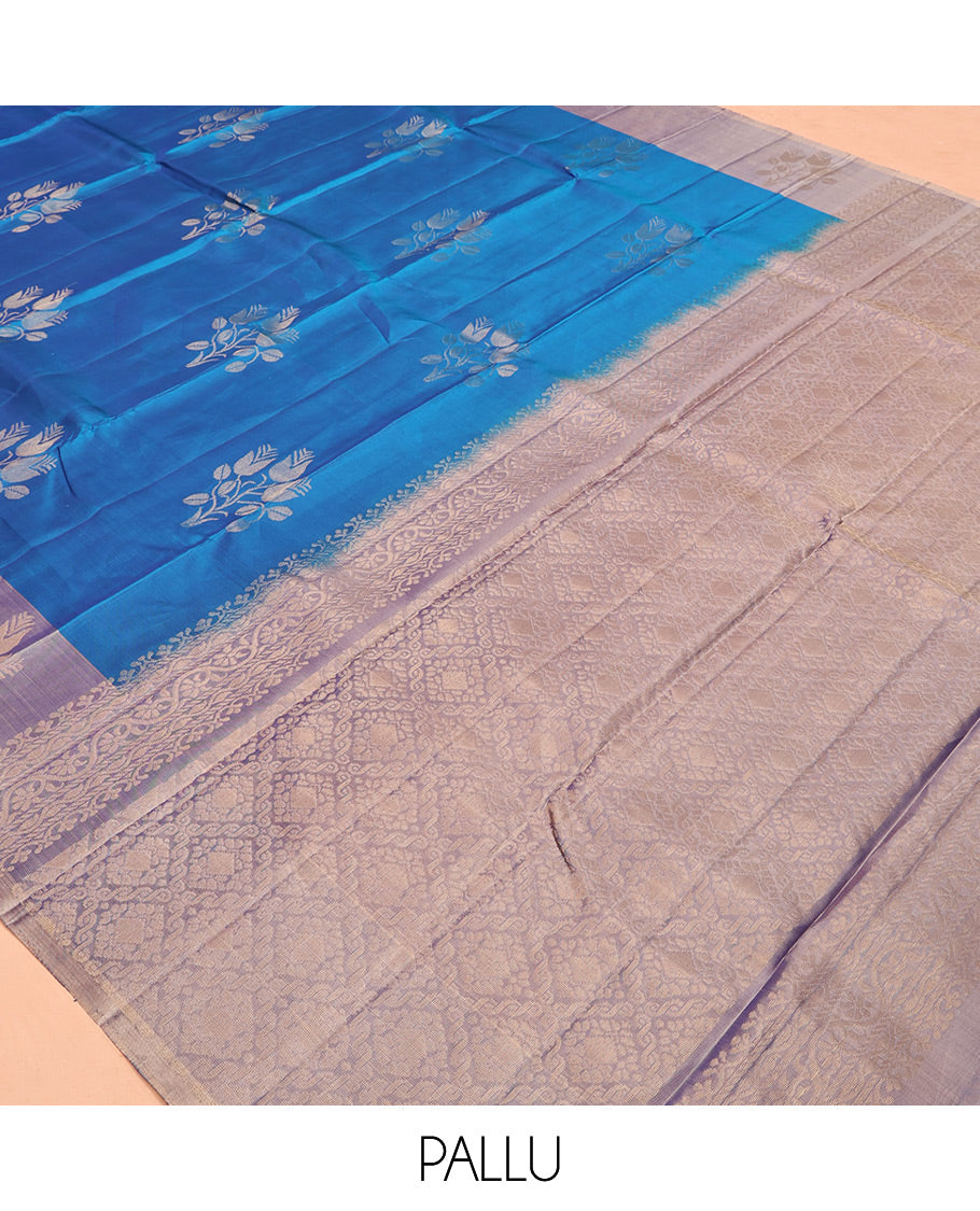 Blue Floral Zari Butta Woven Mayuri Lite Silk Mix Saree