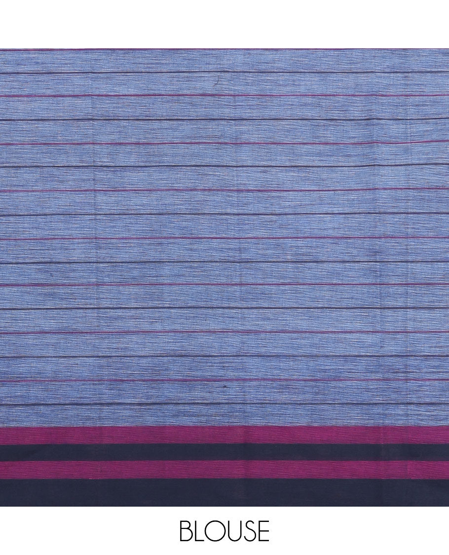 Blue Checked Chirala Cotton Saree, a Contrast Border, Self-Pallu, and a Contrast Blouse