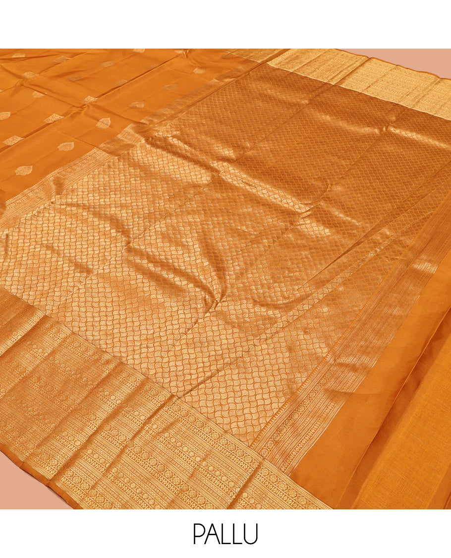 Yellow Vasundhara Lite-Silk Mix Saree, Woven with Zari Buttas, a Traditional Zari Border, Grand Pallu, and a Matching Blouse