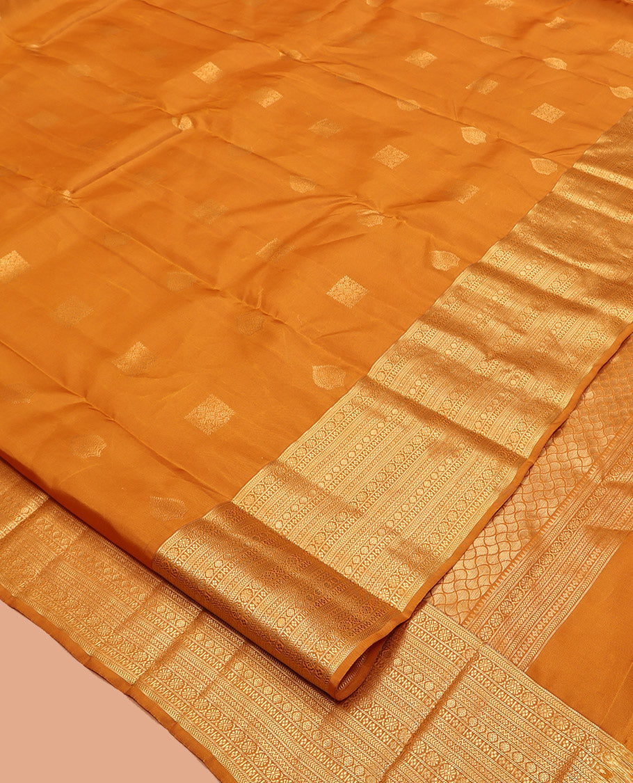 Yellow Vasundhara Lite-Silk Mix Saree, Woven with Zari Buttas, a Traditional Zari Border, Grand Pallu, and a Matching Blouse