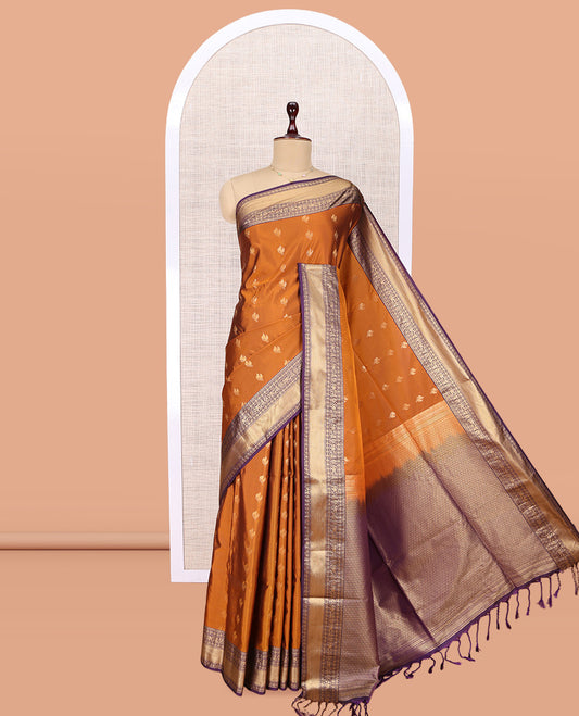 Orange Zari Buttas Budget Silk Saree