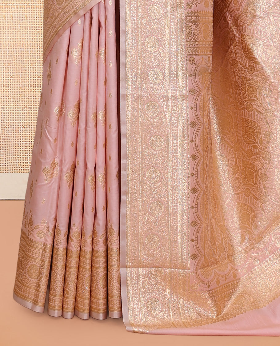 Pink Semi-Banaras Nylon Saree