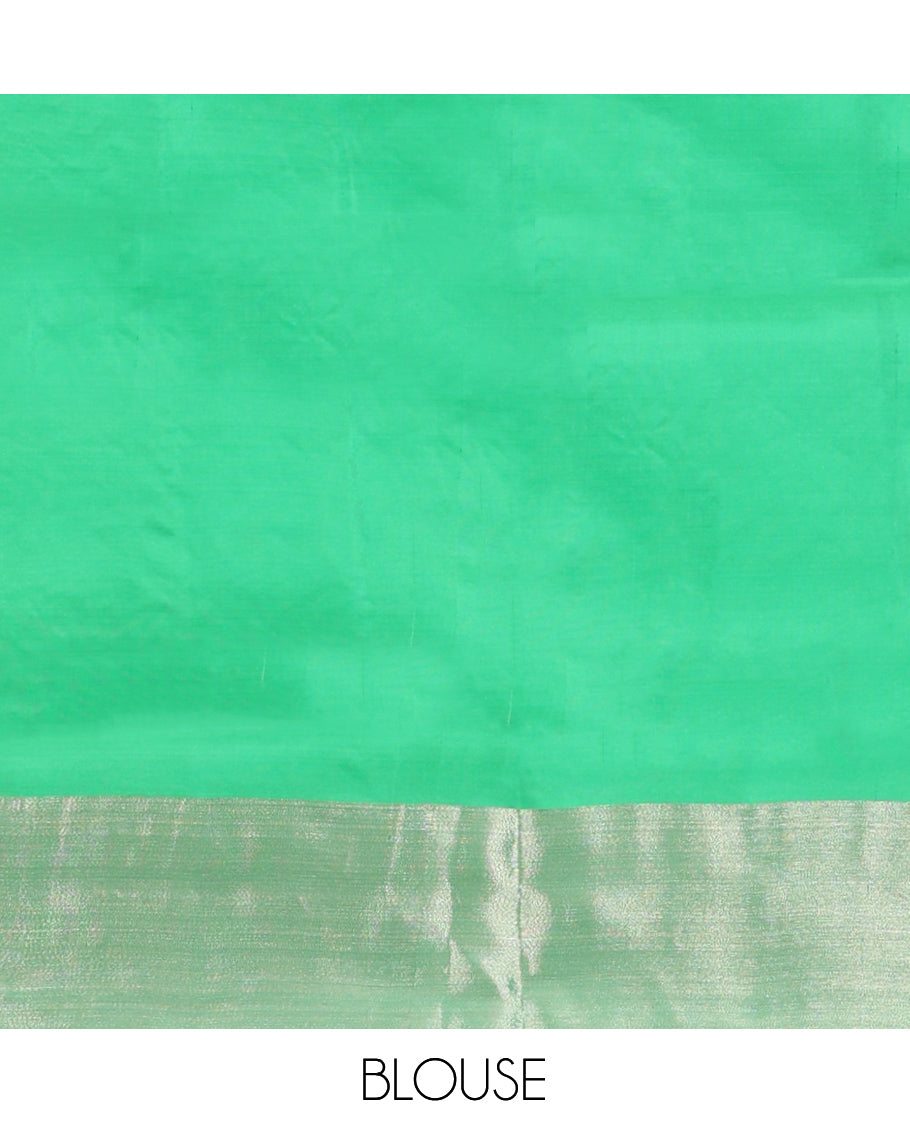 Pink Uppada Saree, Highlighted by Zari Buttas, a Bavanji Border, Contrast Intricate Pallu, and a Contrast Blouse