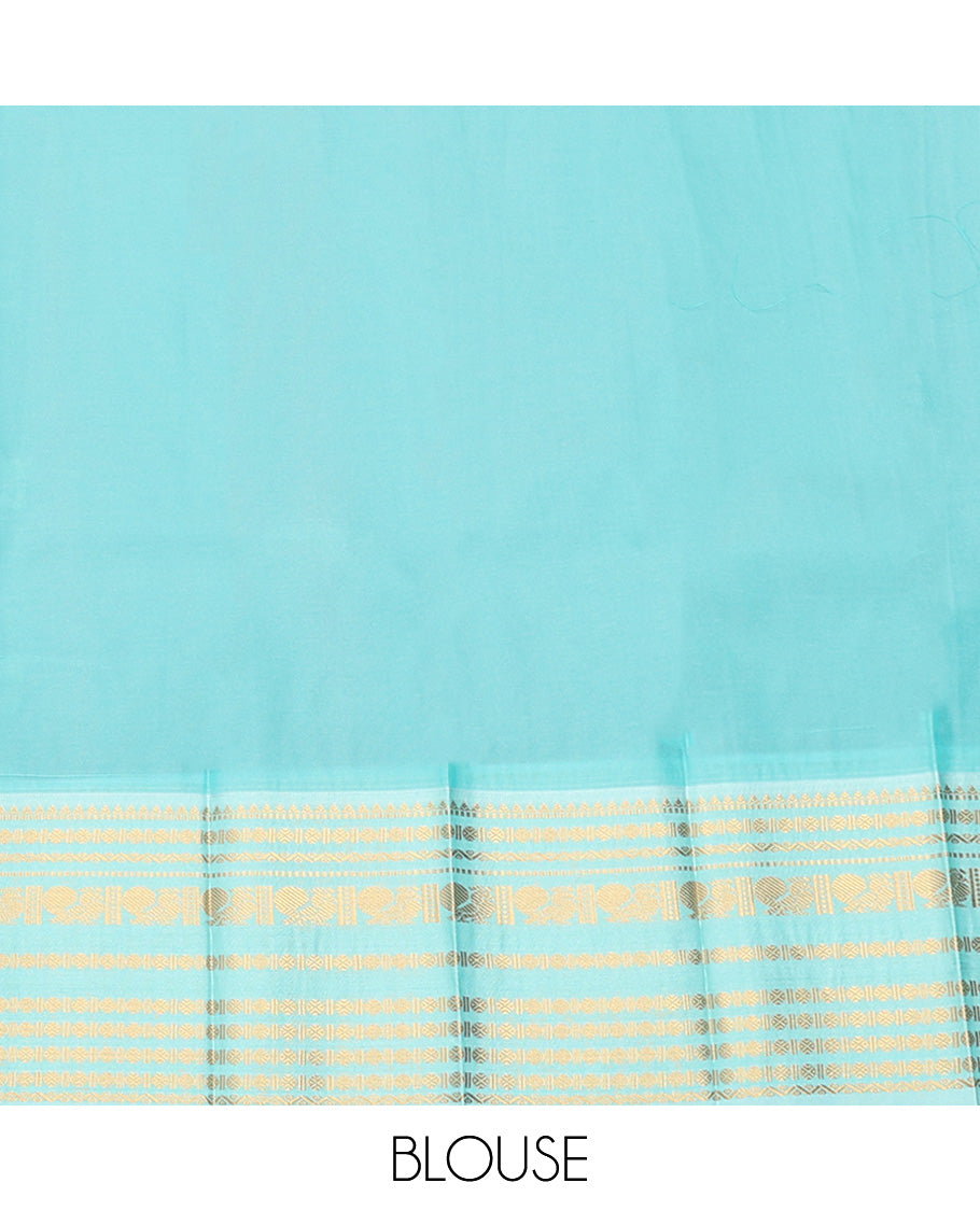 Brown Budget Silk Saree, Ornamented With Zari Buttas All Over Its Body, Complemented by Contrast Traditional Zari Designs Woven Border, Grand Jaal Pallu and Paired with a Contrast Blouse