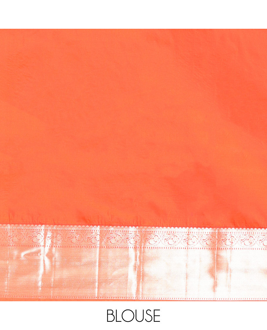 Grey Budget Silk Saree, Enriched with Zari Buttas, Complemented by Contrast Traditional Zari Border, Pallu of Jaal Designs, and Contrast Blouse