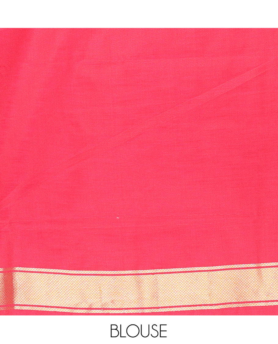 Orange Chettinad-Style  Soft Silk Saree
