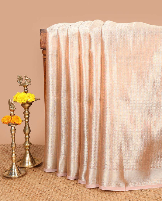 Gold brocade design celebrity tissue saree with self border & rich pallu along with plain blouse