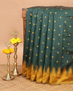 Bottle green butta thread design litchi silk saree with thalampoo design border & chit pallu along with butta design blouse