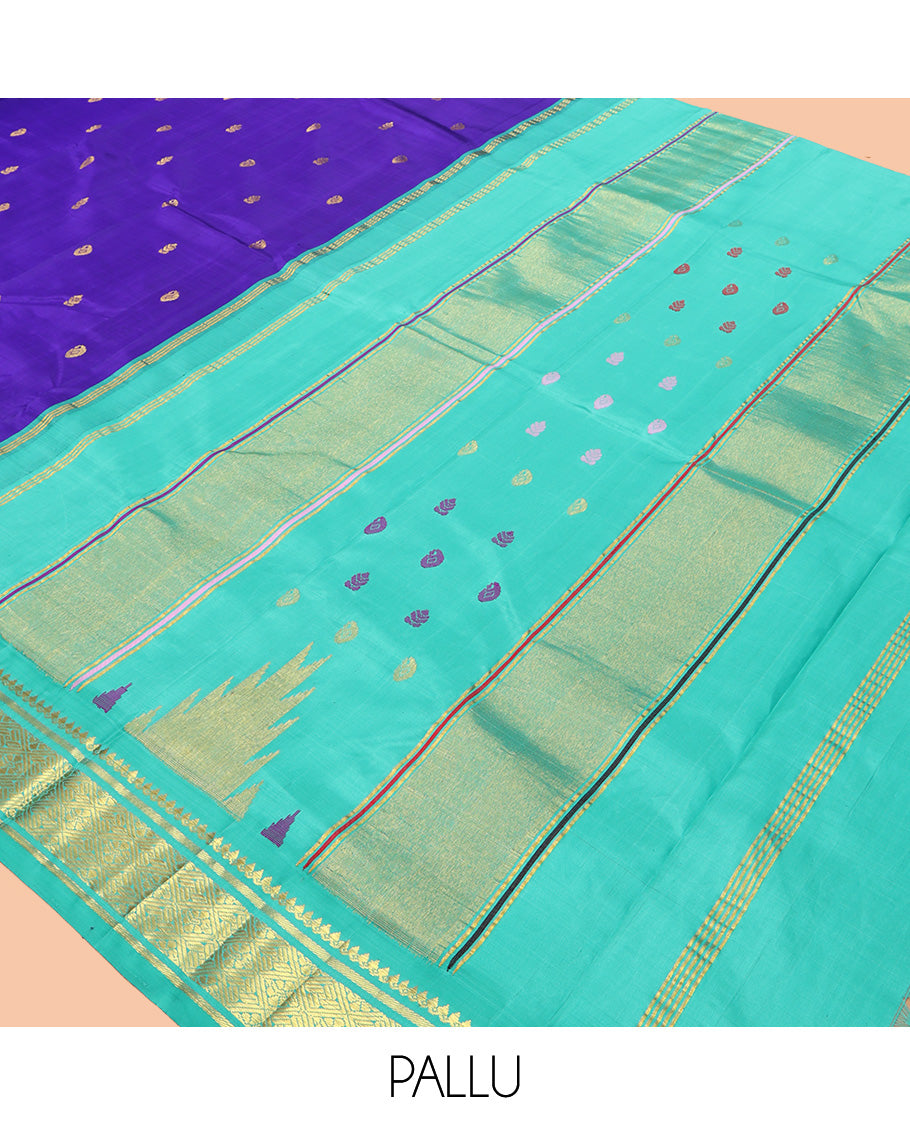 Violet Woven Kanchipuram Silk Saree