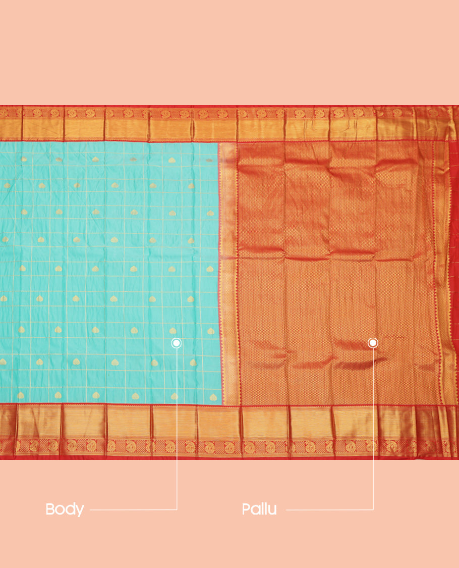 Blue Traditional Zari Design Border Budget Silk Saree