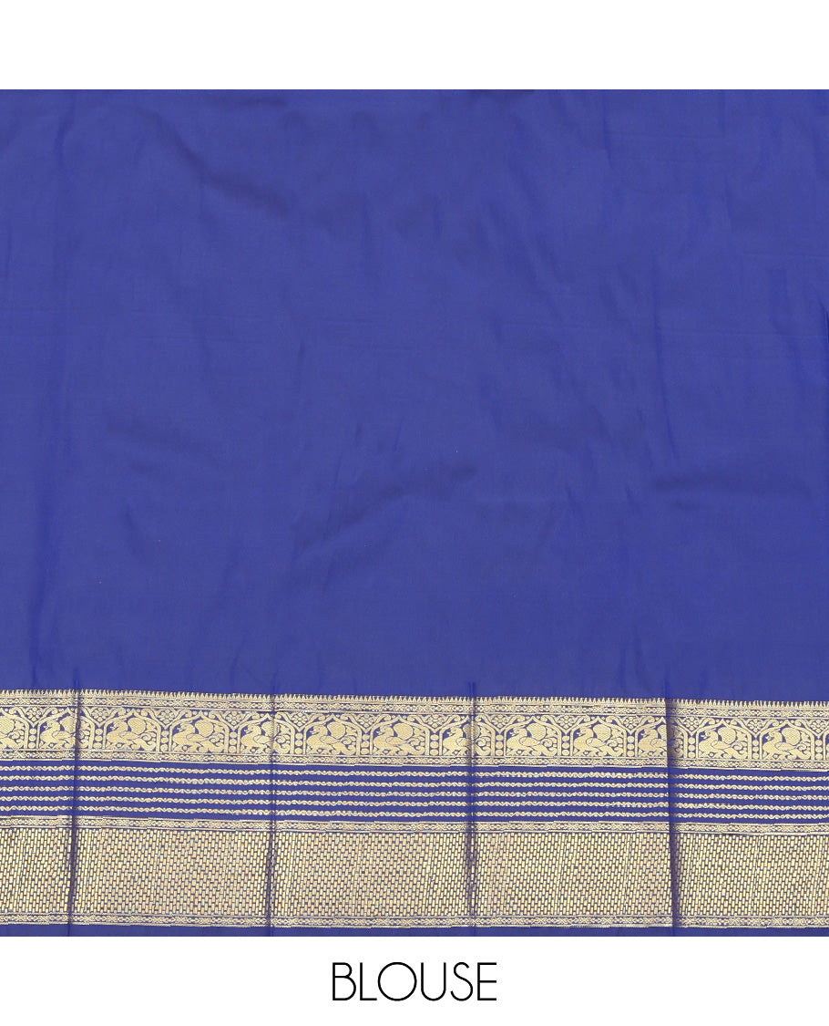 Blue Highlighted Zari Buttas Budget Silk Saree