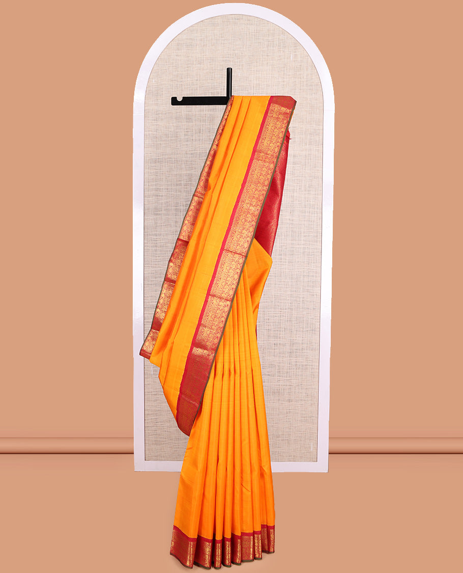 Yellow Plain Kanchipuram Silk Saree