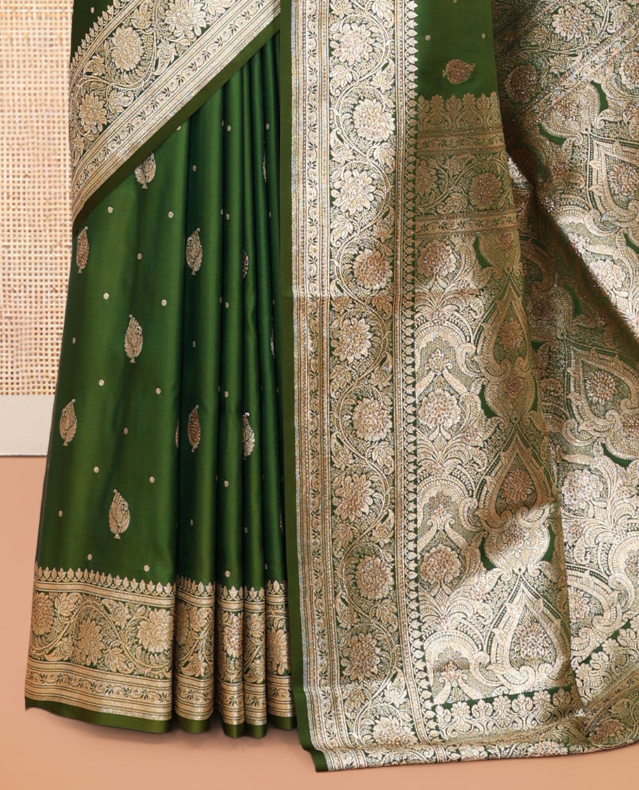 Green Semi-Banaras Silk Saree