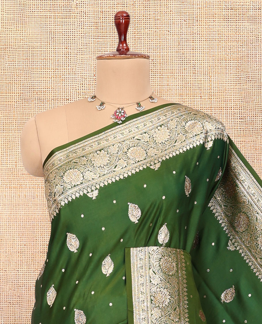 Green Semi-Banaras Silk Saree