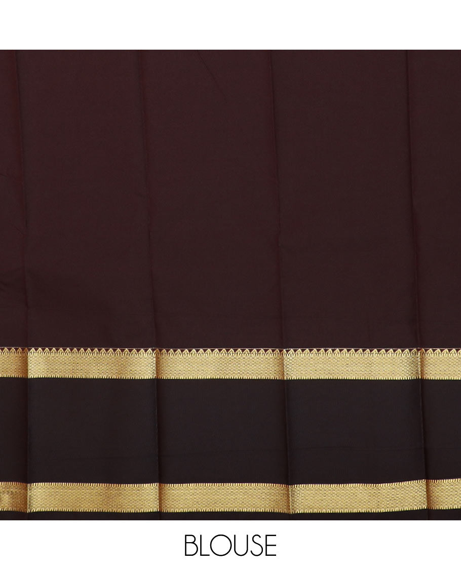 Blue peacock and chakram motifs budget silk saree, contrast traditional zari design border, and geometric design woven pallu