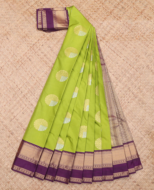Green Contrast Rettai Pettu Border Budget Silk Saree