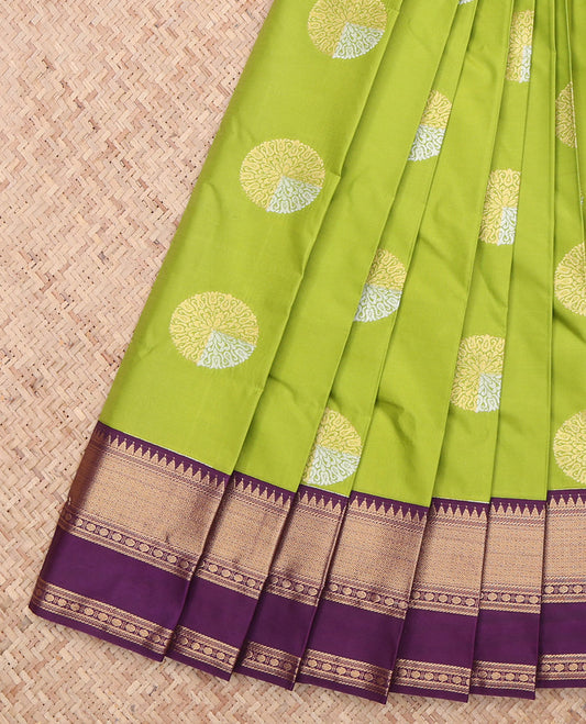 Green Contrast Rettai Pettu Border Budget Silk Saree