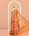 Mustard-Yellow Chettinad Cotton Saree, Floral Creeper and Thread Buttas, Rettai Pettu Border, Butta-Enclosed Checked Pallu, a Matching Blouse