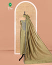 Olive Green Vichitra Silk Material Chudidar Set, Woven with Embroidered Top, a Plain Santoon Bottom, and Paired with a Matching Vichitra Silk Embroidered Scallop Dupatta