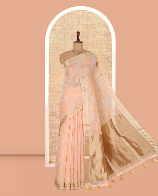 Light Sandal Linen Saree