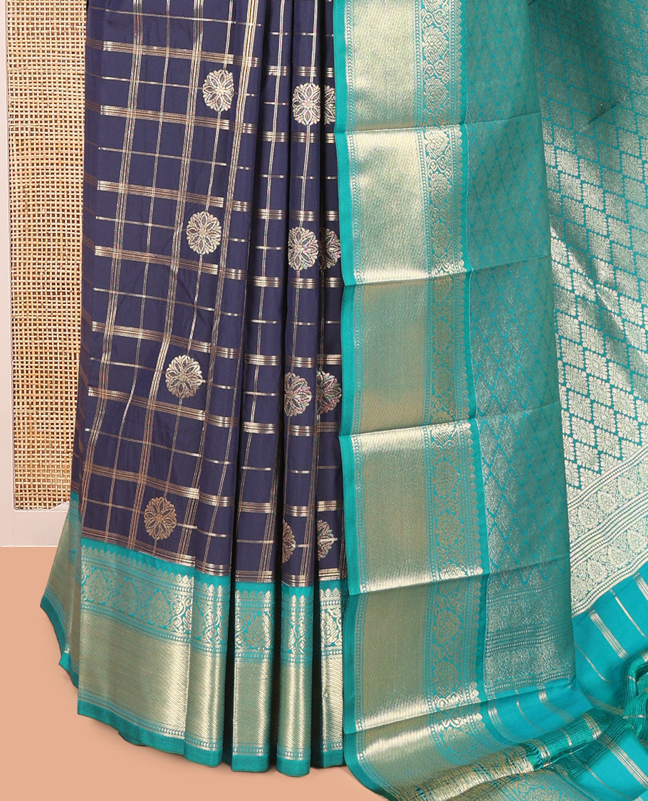 Navy Blue-Saffire Blue Budget Silk Saree